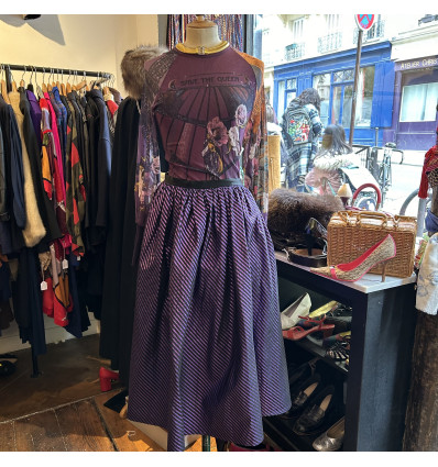 Jupe Lanvin soie rayée annees 80 T38