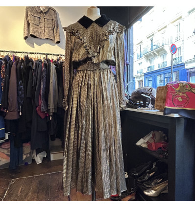 Robe Valentino lamée or et velours T38/M