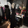 Robe mousseline de soie vintage noir plissé T34