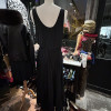 Robe mousseline de soie vintage noir plissé T34