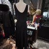 Robe mousseline de soie vintage noir plissé T34