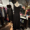 Robe mousseline de soie vintage noir plissé T34