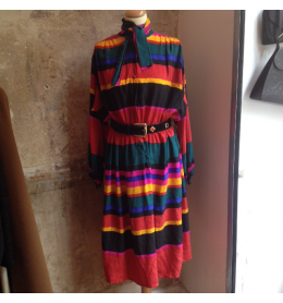 Robe Vintage Ted Lapidus Années 70 - Coton Rouge Taille 40/42, Vrai Vintage