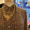Blouse Celine vintage soie verte fleurs T36/S