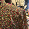 Blouse Celine vintage soie verte fleurs T36/S