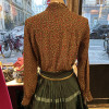 Blouse Celine vintage soie verte fleurs T36/S