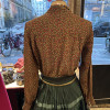 Blouse Celine vintage soie verte fleurs T36/S
