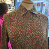 Blouse Celine vintage soie verte fleurs T36/S