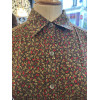 Blouse Celine vintage soie verte fleurs T36/S