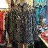 Blouse Ted Lapidus vintage soie lamée noir et argent