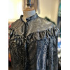 Blouse Ted Lapidus vintage soie lamée noir et argent