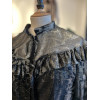 Blouse Ted Lapidus vintage soie lamée noir et argent