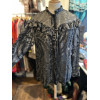 Blouse Ted Lapidus vintage soie lamée noir et argent
