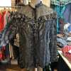 Blouse Ted Lapidus vintage soie lamée noir et argent