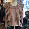 Blouse Emmanuelle Khanh vintage col volanté carreaux