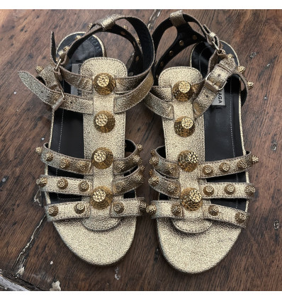 Paire de spartiates Balenciaga cuir irisé or T38