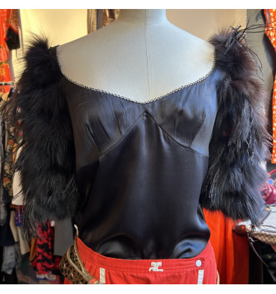 Top Emporio Armani vintage plumes d'autruche et soie