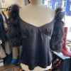 Top Emporio Armani vintage plumes d'autruche et soie