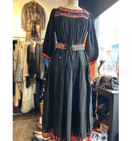 Robe Spartiate Vintage Bleu En Lin (10%) - Tailles 36/38 - Style Chemisier - Occasion Très Bon état