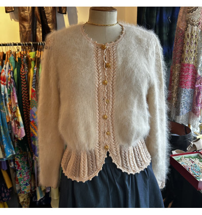 Pull mohair vintage rose dragée TS/M