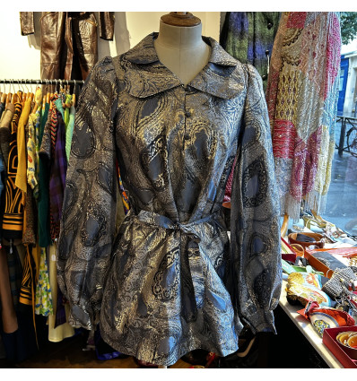 Blouse Gudule 70's lamée argent TS