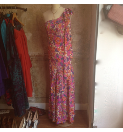 Robe vintage Saint-Laurent soie fleurs