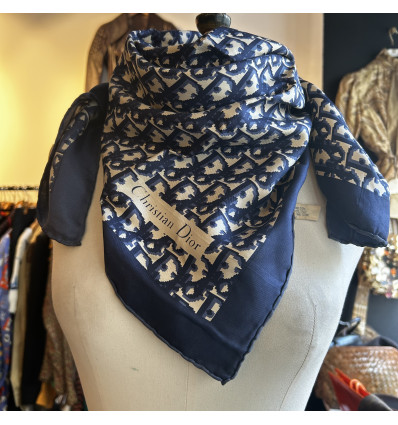 Carré Christian Dior monogramme marine