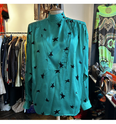 Blouse Emanuel Ungaro vintage soie etoilés T42/38