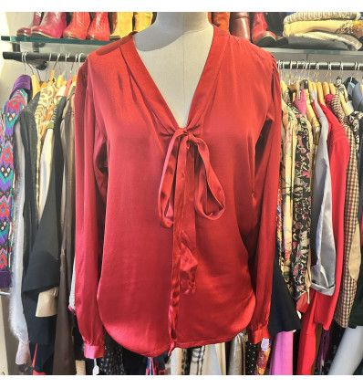Blouse Saint-Laurent vintage T38 rubis satinée