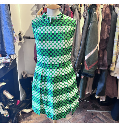 Robe soie pois Michele Morgan vintage