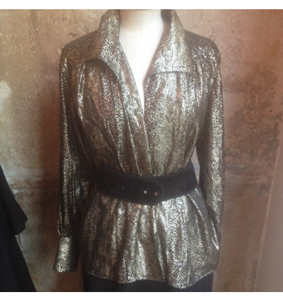Blouse Saint-Laurent effet python sur or