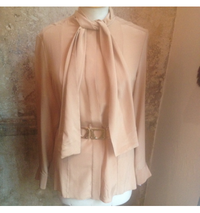 Blouse Chloé soie nude lavalliere