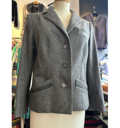 Veste Hermès vintage laine gris anthracite TM