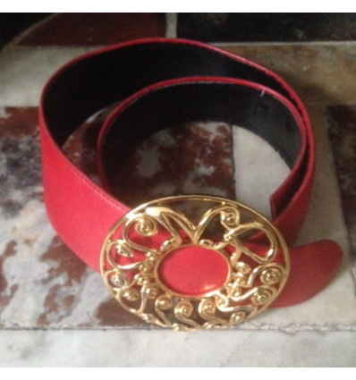 Ceinture vintage Nina Ricci cuir rouge