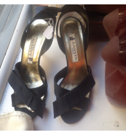 Escarpins LANVIN Vintage En Satin Noir - Pointure 37 Neuves Sans Boîte - Pour Soirée