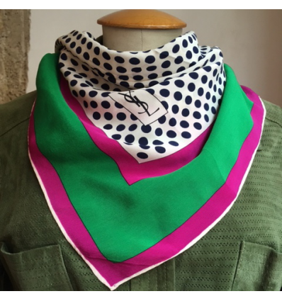 Carre soie Yves Saint-Laurent vintage pois