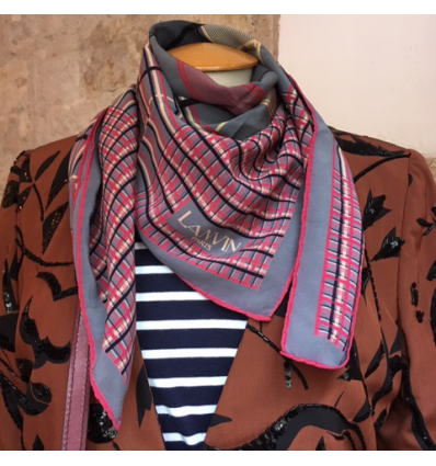 Carré en soie vintage LANVIN graphique