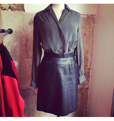 Jupe cuir vintage Saint-Laurent T34/36
