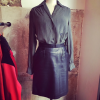 Jupe cuir vintage Saint-Laurent T34/36