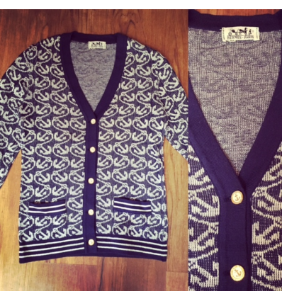 Gilet vintage HERMES taille 40 imprimé marin