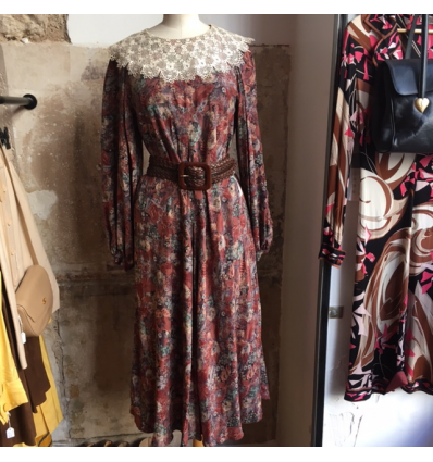 Robe soie Cacharel vintage dentelle