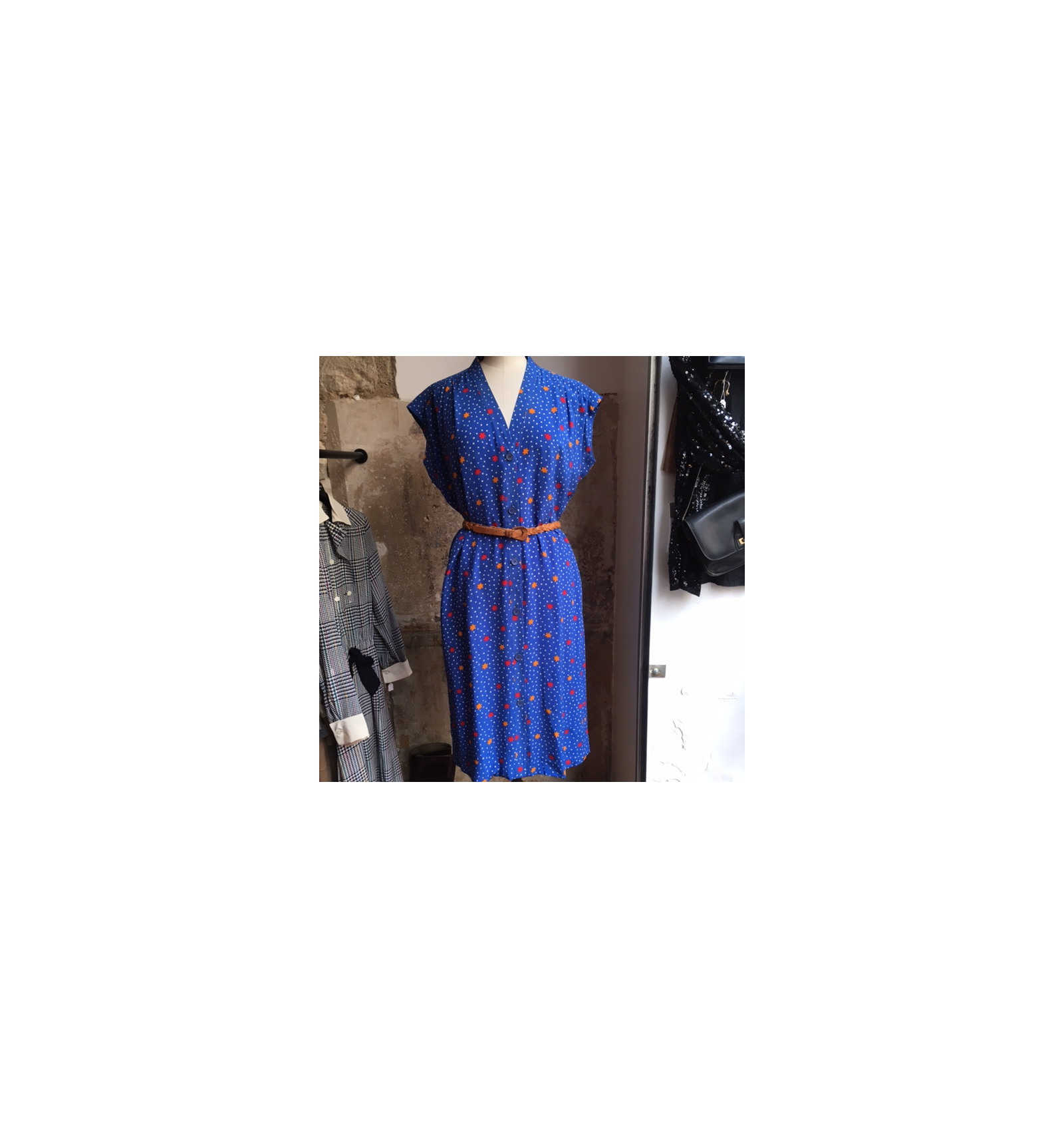 Robe Cocktail En Soie Vintage Taille 38 - Vert Émeraude, Longue, Occasion Parfait État