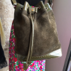 Besace CELINEvintage daim et cuir vernis