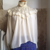 Blouse soie vintage dentelle taille unique