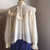 Blouse soie vintage dentelle taille unique