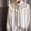 Blouse soie vintage dentelle taille unique