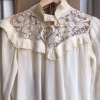 Blouse soie vintage dentelle taille unique