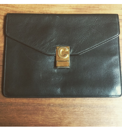 Pochette CELINE vintage cuir gris foncé