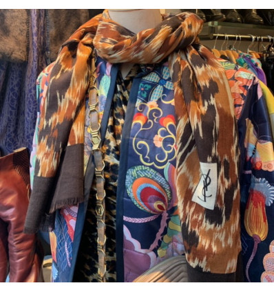 Carre YVES SAINT LAURENT vintage imprimé fauve