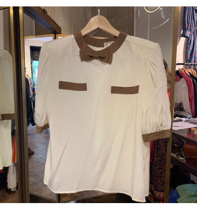 Blouse Celine vintage soie noeud taille 38